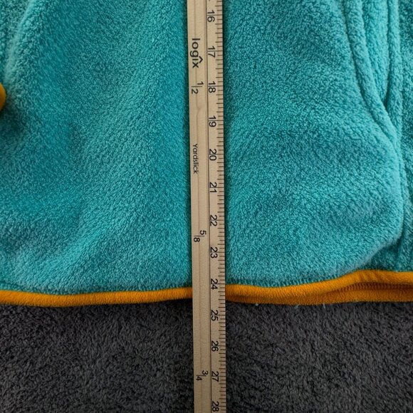 Patagonia Jacket Small Blue Fuzzy Soft Fleece Logo Pullover Women 1/4 Snap - Picture 7 of 15